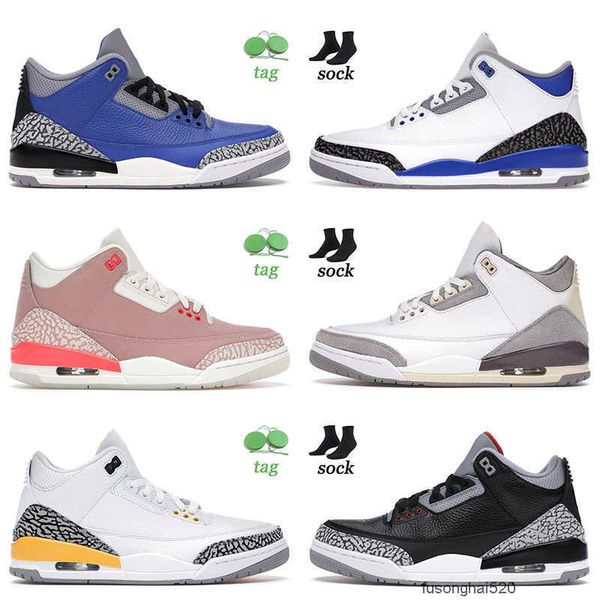 

fashion 2022 basketball shoes 3 3s iii jumpman mens women racer blue cement medium grey rust pink laser orange trainers jordens jordon, Black