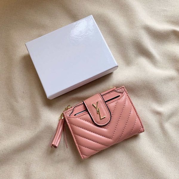 

trendy tassel pendant wallets p holder mini wallet bags laides outdoor portable short purse with box, Red;black