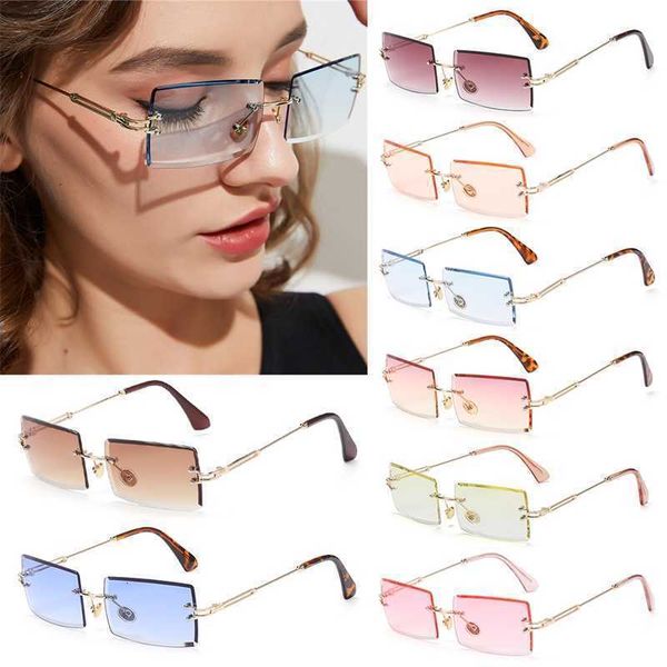 

fashion rimless rectangle sunglasses vintage frameless sun glasses ultralight metal uv400 frame square eyewear accessories, White;black