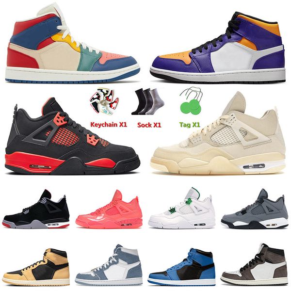 

2023 arrival men basketball shoes 4 4s iv jumpman mid lakers white sail taxi red thunder infrared military black cat canvas mens women sneak