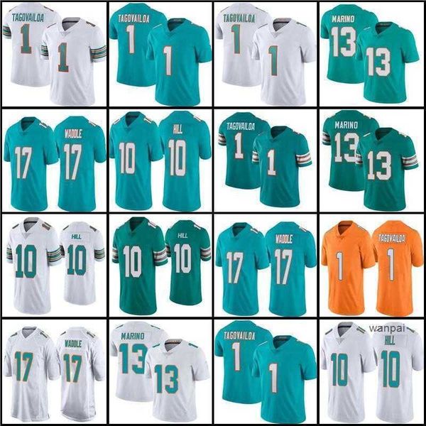 

jersey football jersey miami''dolphins''nfl''17 jaylen waddle 13 dan marino 10 hill, Black;red