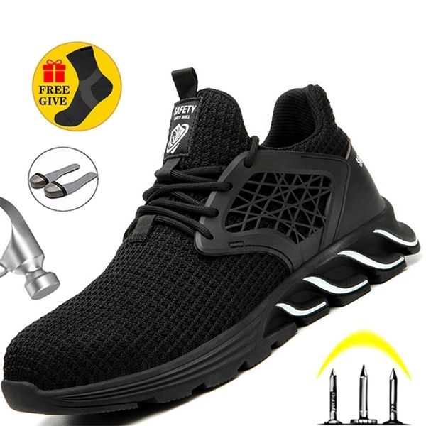 

boots work sneakers men indestructible safety shoes men steel toe shoes work boots men puncture proof industrial shoes 220930, Black