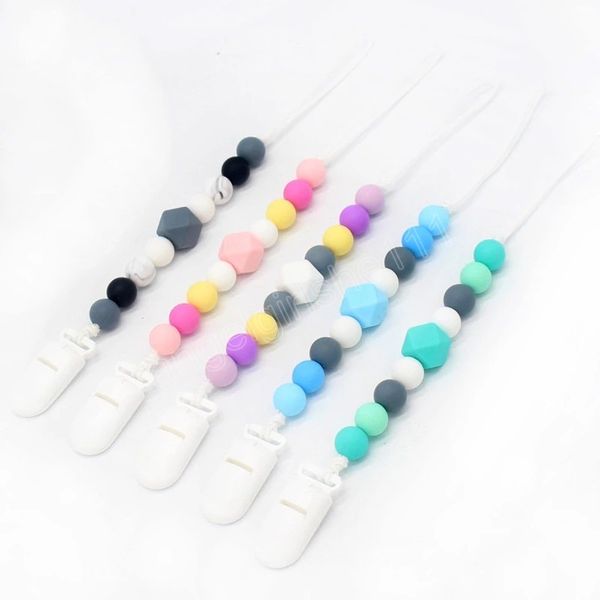 

cute bpa silicone beads pacifier clips chain nipple holder for baby toddler chewing appease chains