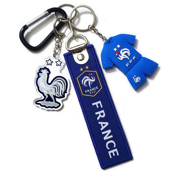 

keychain sport football team italy france spain brazil portugal argentina netherlands team logo jersey acrylic woven pvc car key chain ornam, Silver
