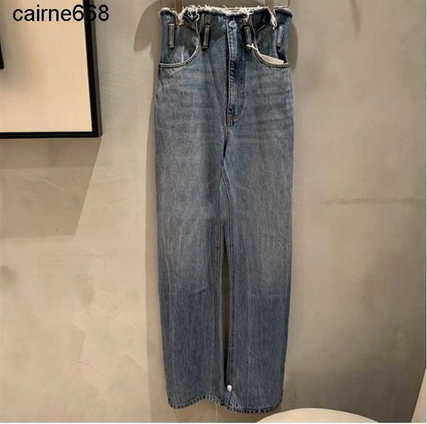

designer women's jeans alexanders straight simple high waist wangs jeans women's new style slim loose pants fashion, Blue