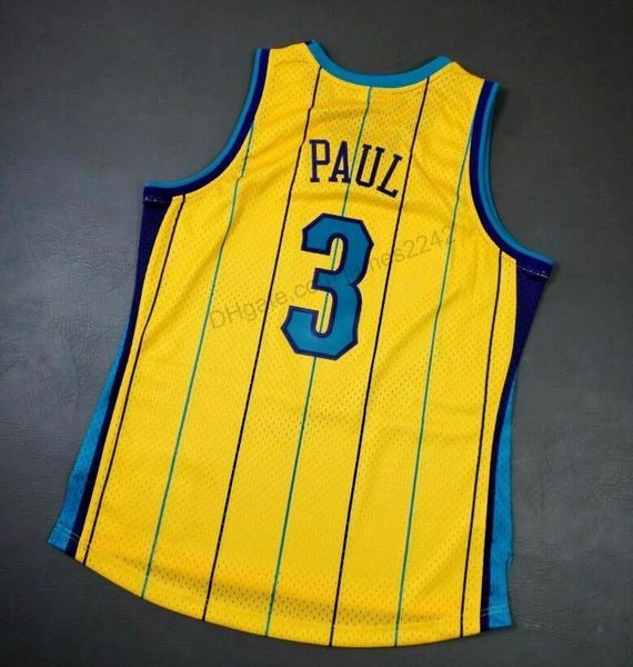 

basketball jersey custom #3 chris paul mitchell basketball jersey men's stitched yellow any size 2xs-3xl 4xl 5xl name number jerseys, Black;red