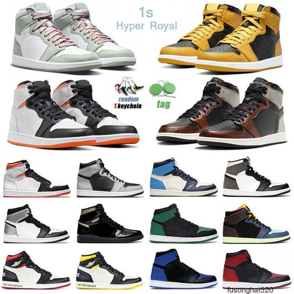 

2022 r 1s high og basketball shoes for men women 1 hyper royal university blue electro orange shadow 2.0 gym red mens jordens jordon, Black