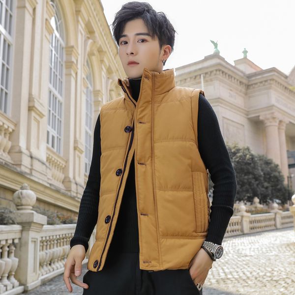 

men's vests autumn winter boys teenagers versatile vest men's coat korean trend cantilevered sleeveless thickened cotton jacket ve, Black;white
