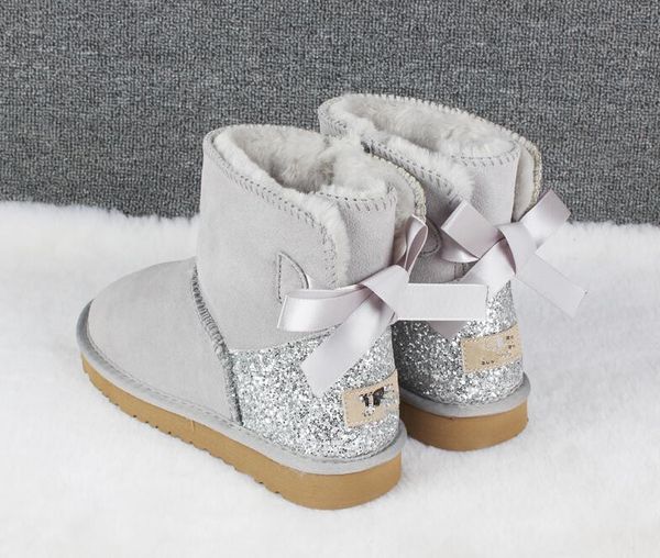 

2022 classic mini fluff collar australia australian shoes boots women womens short lridescen winter snow boot girls lady akato furry satin b, Black