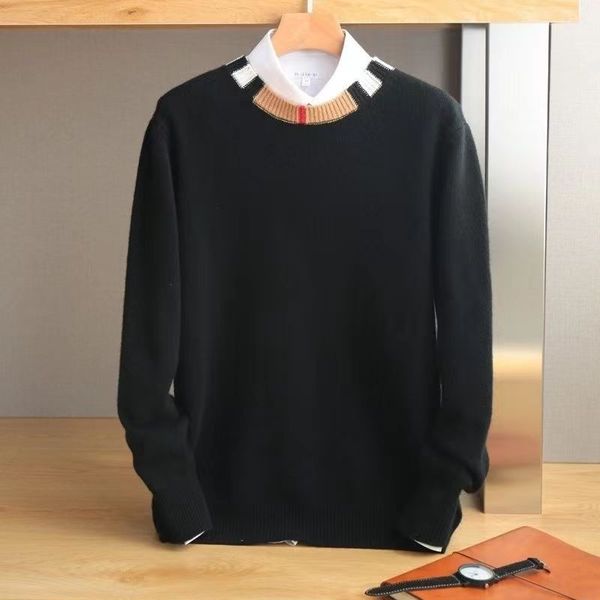 

men designer sweater autumn winter 2022 new men's sweaters round neck knitted pullover thickened loose undercoat knitted shirt top, White;black