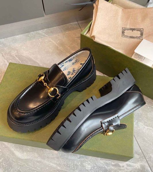 

luxury women's loafer dress shoes horsebit gold-toned sneakers famous lug sole embroidery bee lady casual walking party wedding eu35-40, Black