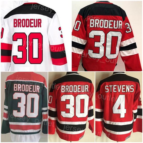 

men retro hockey 30 martin brodeur jersey vintage classic 4 scott stevens reverse retro red white green team color embroidery and sewing for, Black;red