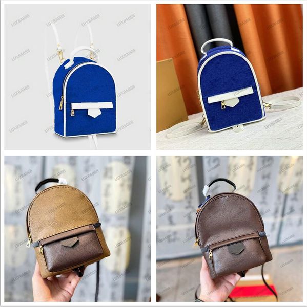 

m46207 palm springs mini blue backpack monograms jacquard velvet women's 2022ss designer backpacks 23fw match collection