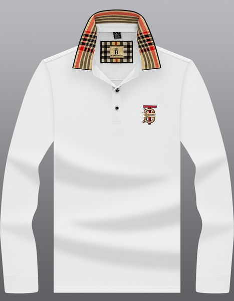 

men's t-shirt fashion designer cotton polo shirt solid color long sleeve slim fit breathable street shirts, White;black