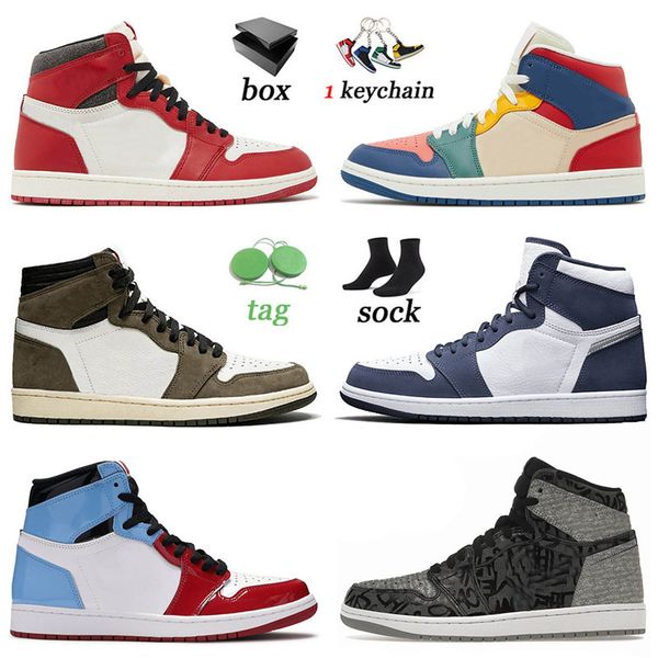 

fashion jumpman 1 1s high basketball shoes lost & found a ma maniere carbon fiber bubble gum denim mens women trainers jordens sneakers 36-4