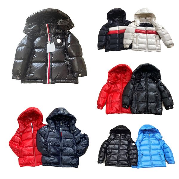 

designer maya kids down jackets baby clothes boys girls french brand children coat hooded parka embroidered badge winter warm parkas, Black