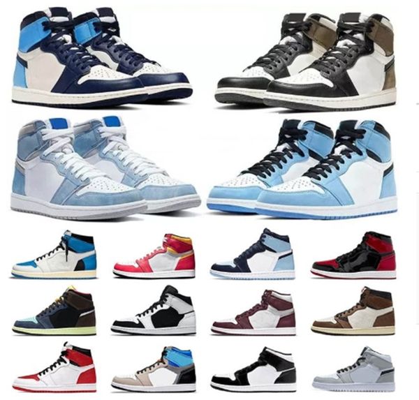 

2022 nike air jordan 1 mens womens basketball shoes 1s jumpman 1 high mid university blue chill hyper royal fashion sneakers sports trainers, Black