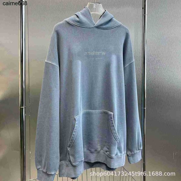 

designer women's hoodies sweatshirts autumn new cotton haze blue alexanders diamond lettered hoodie men women wangs, Black