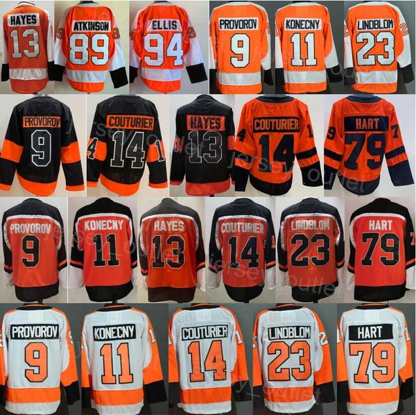 

blank reverse retro hockey 9 ivan provorov jersey 14 sean couturier 79 carter hart 13 kevin hayes 11 travis konecny 23 oskar lindblom stadiu, Black;red