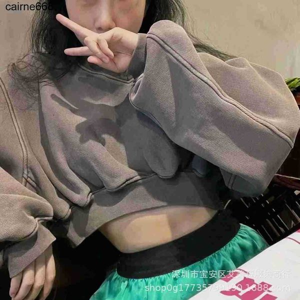 

designer women's hoodies sweatshirts embroidery short alexanders sweater waist fashion wangs casual pleated sweater, Black