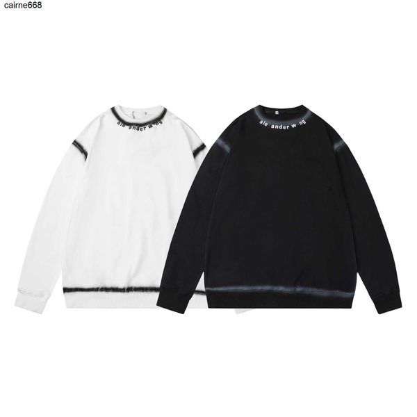 

designer women's hoodies sweatshirts new fashion brand neckline inkjet men's women's alexanders round neck wangs, Black