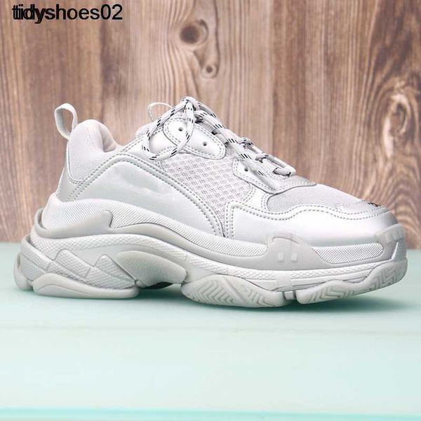 

daddy's shoes spring and summer 2022 paris new style lace up round head thick bottom silver fashion casual couple