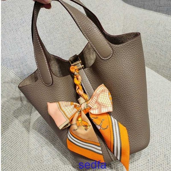 

designer bags herme women's genuine leather picotin lock handbags tote bag 2022 new layer litchi grain kraft vegetable basket bag fashi