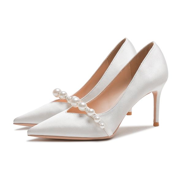 

women's dress shoes designer women's pearl lace up high heels classic women's wedding shoes original box size 35-40, Black