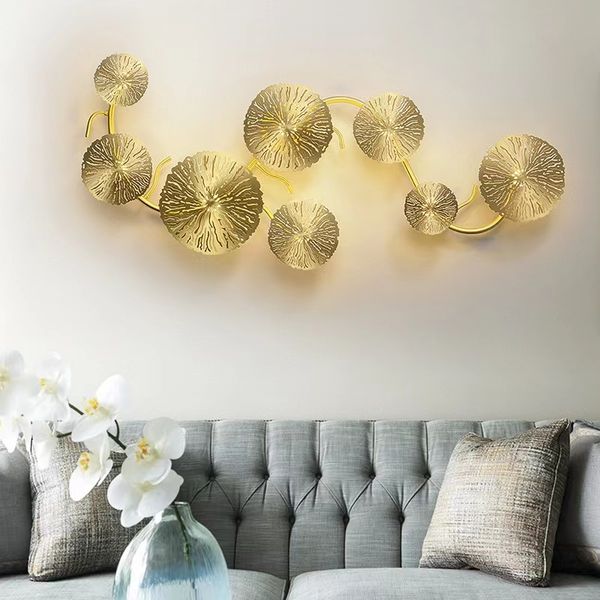 

copper lustre gold lotus leaf wall lamp room lamps vintage retro bedside art decoration home lighting wall sconces