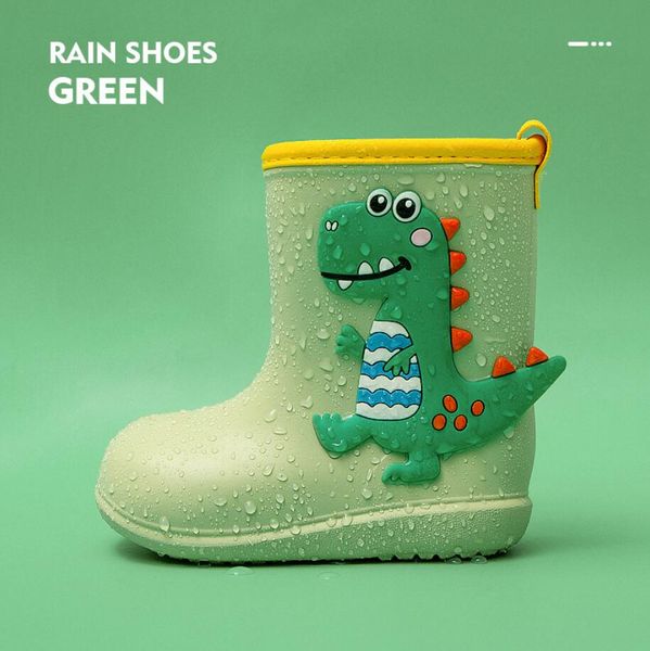 

children rainboots rain gear baby pvc rubber waterproof kids water shoes lovely cartoon dinosaur rain boots, Red;brown