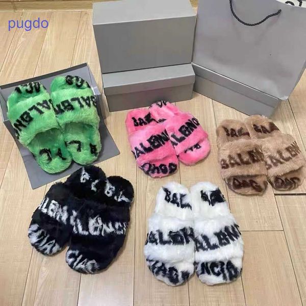 

2023 designer ba lenciaga winter slippers price autumn and winter 2023 new wool one-piece thick soled casual ve, Black
