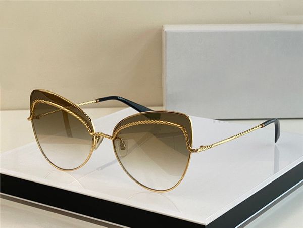 

design cat eye sunglasses gold metal brown golden mirror lens 225s women summer sunnies uv400 lens, White;black