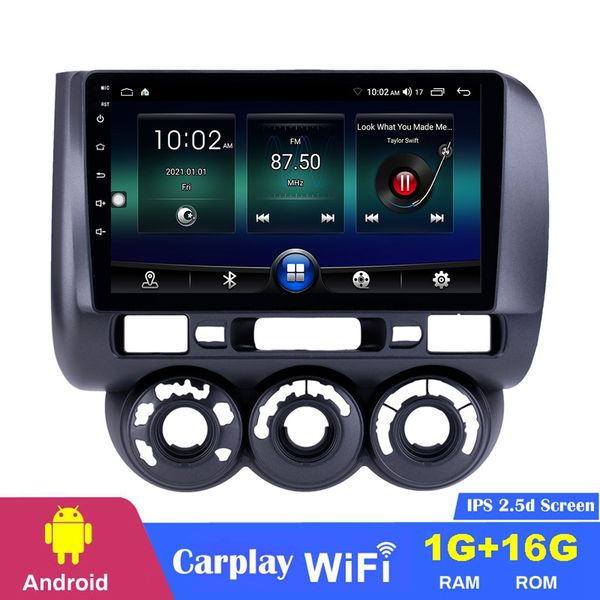 

9 inch car dvd radio mp5 multimedia player quad core android 10 system gps for honda jazz manual ac 2002-2008