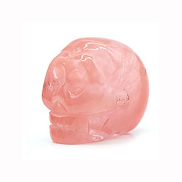 

23mm natural cherry quartz stone hand carved crystal gemstone human skull head carving sculpture, Black