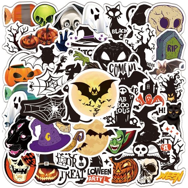 

50pcs halloween ghost skull cat pumpkin cute sticker for lapwater bottles