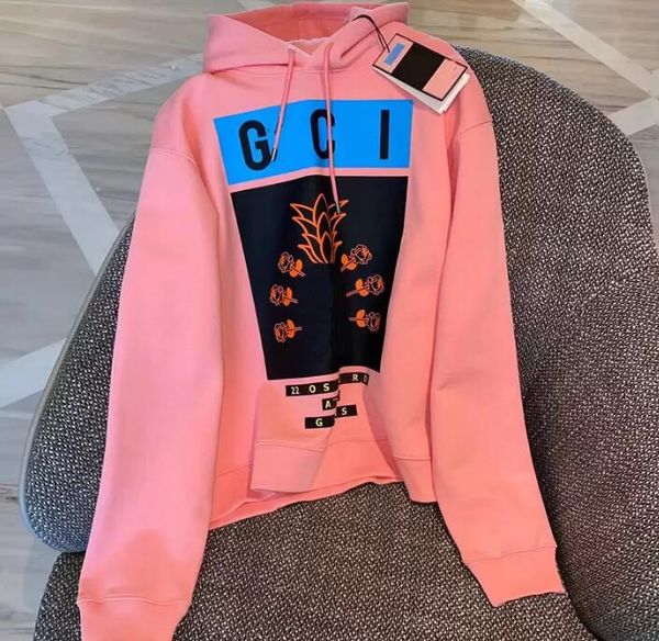 

womens sweatshirts designer premium print sweater early autumn pineapple rose letter print hoodie women, Black