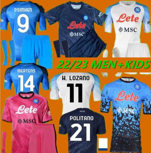 

22 23 soccer jerseys men kit kids sets maglia 2022 2023 zielinski anguissa olivera maradona football shirts goalkeeper lozano ssc maillots h, Black;yellow