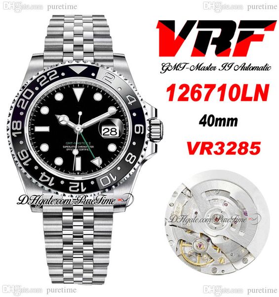 

vrf gmt ii vr3285 automatic mens watch 40mm ceramic bezel black green dial 904l jubileesteel diamonds bracelet super edition same series car, Slivery;brown