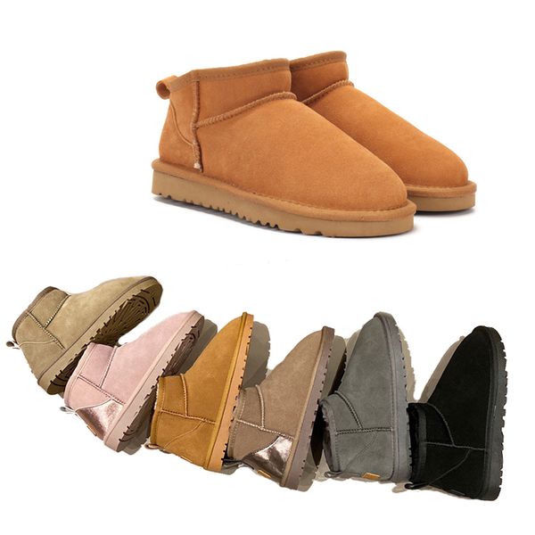 

boots classic mini snow for man flat heel fur australian mules real leather ankle fluffy booties men winter shoes eu44, Black