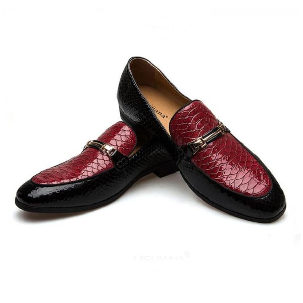 

men spring and autumn studded loafer shoes leather black red breathable slip on black party shoes da02