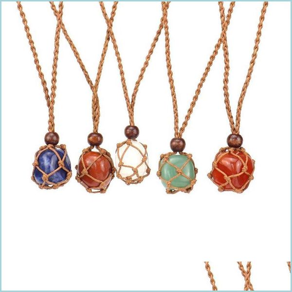 

pendant necklaces pendant necklaces wholesale 12pcs selling natural crystal original healing stone net hand-woven reiki nec dayupshop dhd1c, Silver