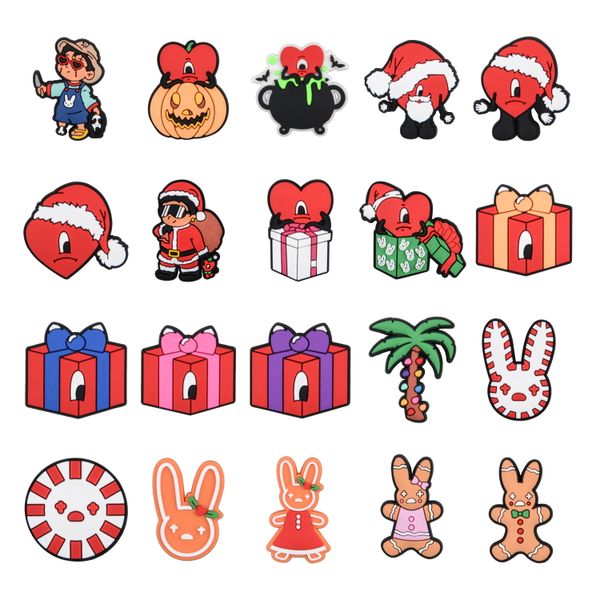 

new hey arnold pvc croc charms figures nick elodeon set 90s classic cartoon shoes decoration accessories christmas gifts badbunny, White;pink