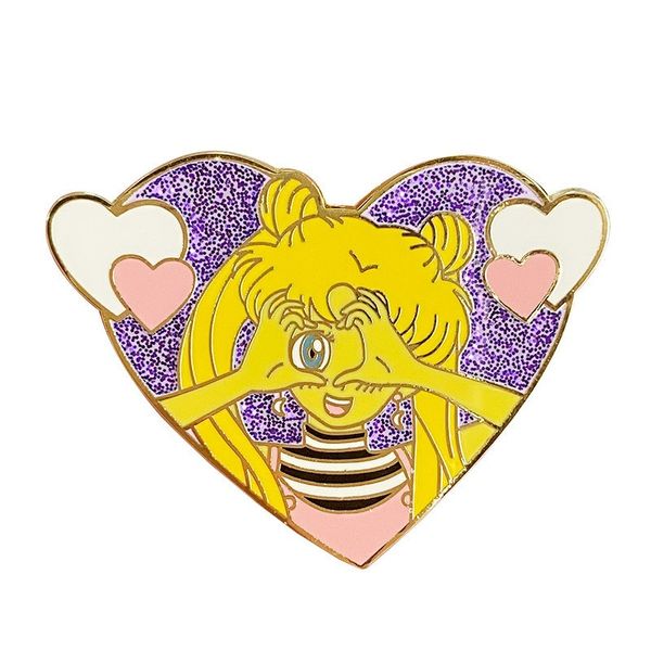 

sailor moon love badge cute girl pin female cartoon brooch anime hobby fan accessories clothes bags jewelry gifts for friends, Blue