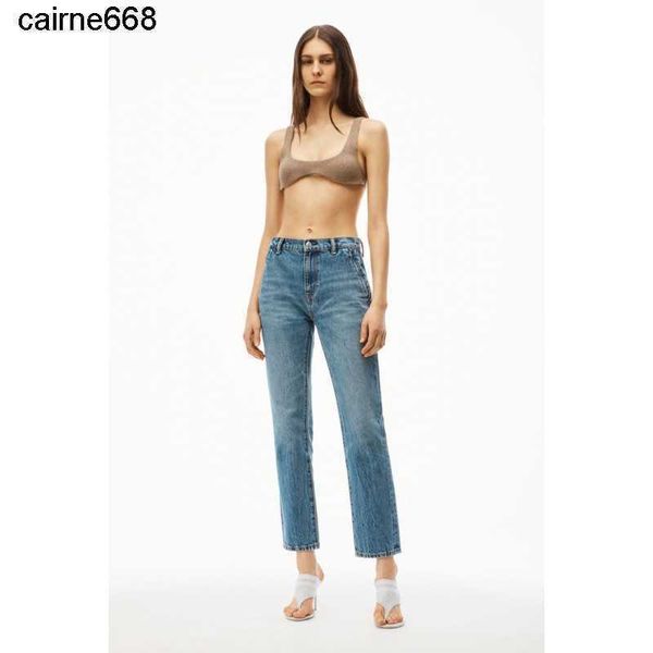 

designer women's jeans alexanders new zipper high waist wangs slim smoke tube jeans autumn, Blue