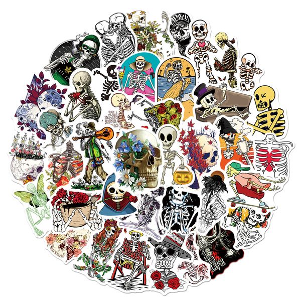 

50pcs gothic stickers pack waterproof vinyl skeleton stickers for water bottles lapskateboard guitar computer