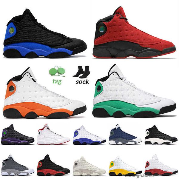 

2022 air jorden 13 13s jumpman xiii basketball shoes hyper royal lucky green reverse bred playground chicago sne designer shoe og, Black