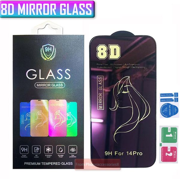 

8d beauty mirror tempered glass phone screen protector for iphone 14 13 12 mini 11 pro max se xr x xs 8 7 6 with retail box