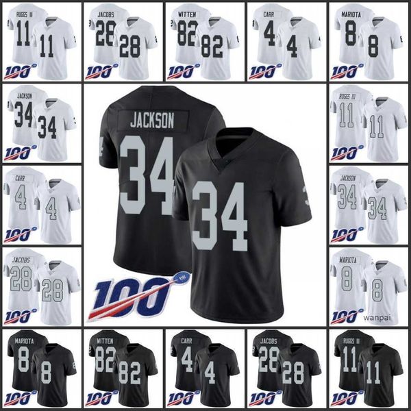 

jersey las vegas''raiders''men #11 henry ru ggs iii 8 marcus mariota 4 derek carr 28 josh jacobs 100th limited', Black