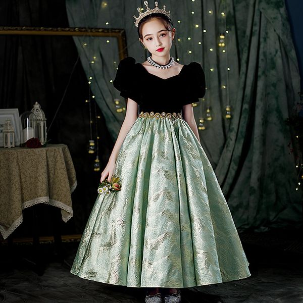 

black girls pageant dresses sequined toddler ball gowns jewel long formal kids party christmas gown flower girl dresses for weddings, White;blue