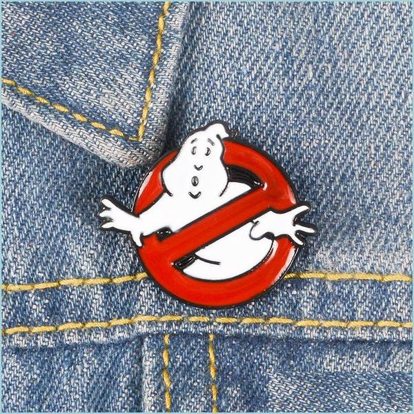 

pins brooches ghostbusters enamel pin white ghost denim brooch red prohibition sign lapel badge interesting humor funny j jewelshops dhh0l, Gray